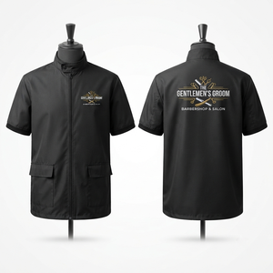 Chaqueta de Barbero Unisex Premium de Poliéster 220 GSM, Azul Rey, Cierre Frontal con Cremallera, Transpirable, Ropa de Trabajo, Bordado Personalizado en Relieve, Uniforme - Product Image 5