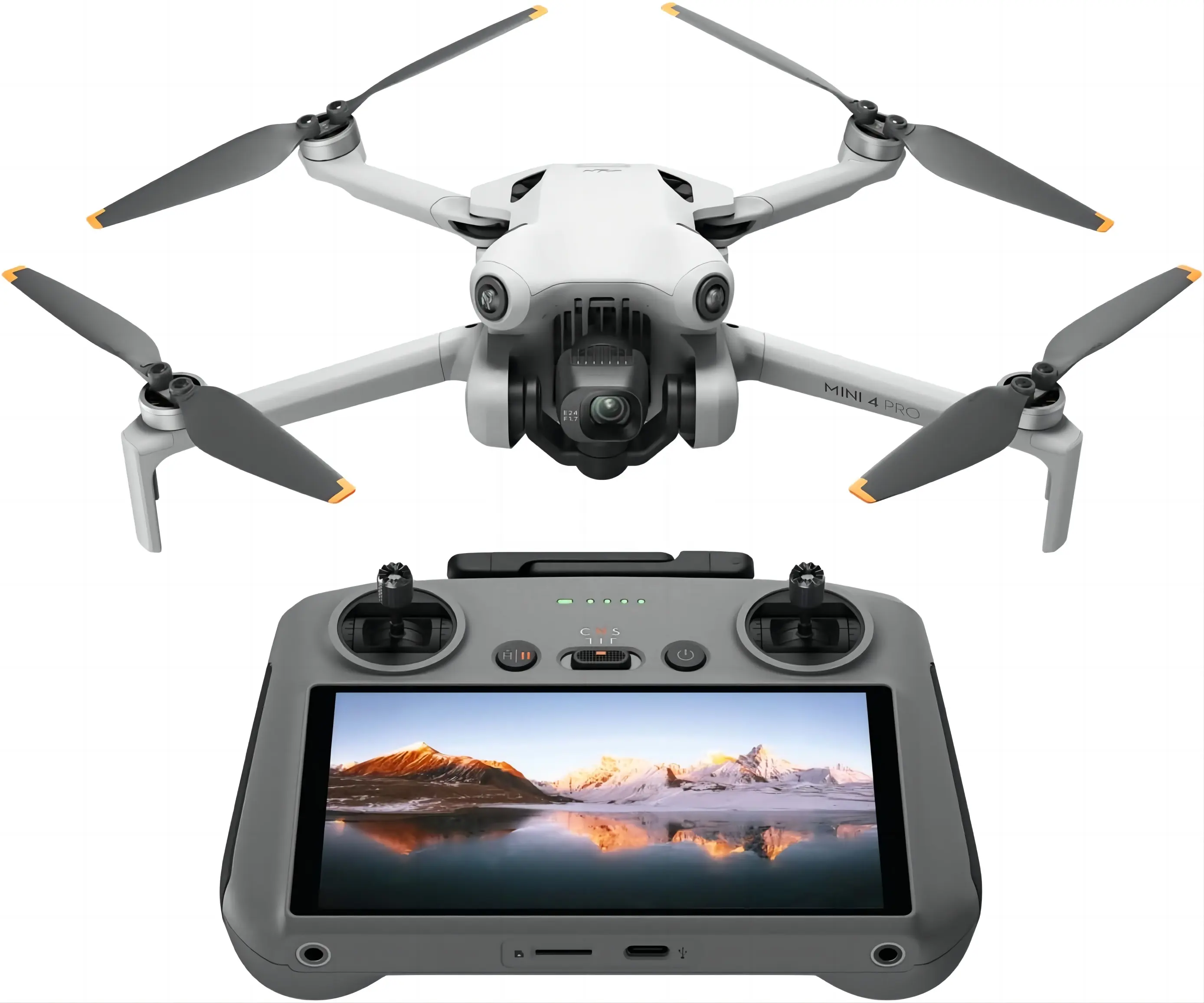 طائرة صغيرة بدون طيار جديدة إصدار 2024 من DJI موديل Mini 4 Pro RC 2 قابلة للطي مزودة بكاميرا فيديو بدقة 4K HDR وقدرة على الطيران لمدة 34 دقيقة وقدرة على الطيران لمسافة 20 كم