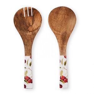 Ensemble de saladiers en émail au design moderne, bois naturel avec poignée imprimée en émail, couverts pour servir la salade, prix de gros direct. - Product Image 6