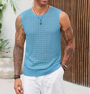 High Quality Summer Sleeveless Oversized Distress <b>Tshirt</b> Fishnet Mesh Sheer Sexy <b>Party</b> Streetwear Clubwear Wholesale Breathable - Product Image 2