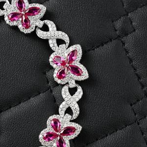 สร้อยข้อมือฮิปฮอปแบบฝังเพชรทรงกลมสีชมพูแซฟไฟร์และมอยส์ซาไนต์ VVS สี D ขนาด 12 มม. ชุบทองคำ ดีไซน์ Butterfly Infinity Link สำหรับผู้ชายและผู้หญิง - Product Image 5