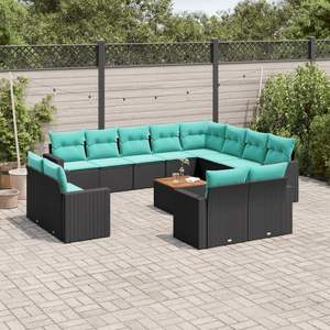 Ensemble de canapés de patio 13 pièces avec coussins noirs, meubles de jardin en polyrotin - Product Image 1