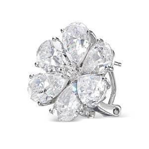 Boucles d'oreilles en diamant en forme de fleur, coupe poire, bijoux de luxe pour femmes, bijoux de mariage - Product Image 3