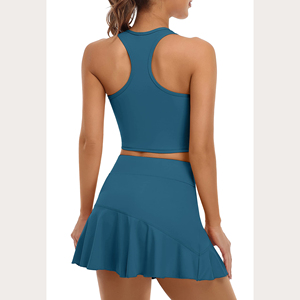 Ensembles pour femmes : Haut de sport sans manches grande taille personnalisé et jupe plissée – Tenue de sport à prix de gros – Ensemble jupe de tennis pour femmes - Product Image 2