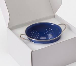 Passoire de cuisine moderne en émail bleu avec poignées en acier inoxydable, durable, pour fruits et légumes - Product Image 6