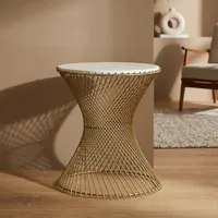 Table basse moderne en métal durable avec plateau en marbre, design minimaliste, meubles de salon