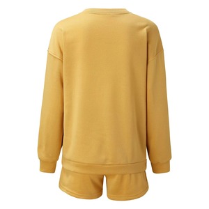 Conjunto de 2 Piezas para Mujer, Estilo Vintage, Color Amarillo, 100% Algodón, Top Corto con Cuello Redondo, Pantalones Cortos con Cordón, Corte Regular, Informal, para Primavera/Verano - Product Image 6
