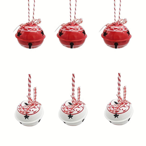 Adornos Navideños Transfronterizos para Fiestas, Estrella de Cinco Puntas Roja y Blanca, Copo de Nieve, Campana Colgante, Adornos Pequeños de Hierro para Árbol - Product Image 3