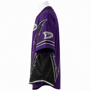 Maillot de baseball personnalisé For Rain pour garçons, manches courtes, en maille polyester, imprimé en relief, respirant, antibactérien, boutonné sur le devant, pour adultes - Product Image 5