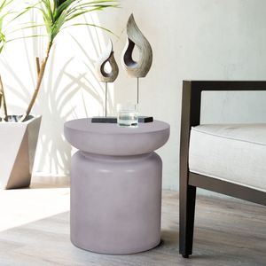 Table d'appoint décorative Terrafab aspect béton, tabouret de jardin naturel pour salon, chambre, patio, décoration intérieure - Product Image 2