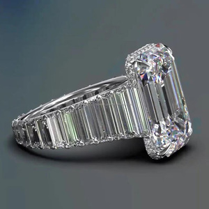 <b>Emerald</b> Cut Moissanite Diamond Cocktail <b>Ring</b> 925 Sterling <b>Silver</b> Prong Setting Women's Luxury Engagement <b>Ring</b> for Her and Him - Product Image 2