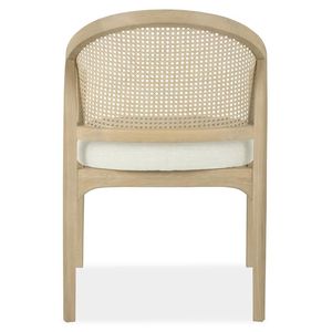 Silla de Comedor Moderna Estilo Playa con Respaldo de Madera de Mango y Tela Beige de Alto Rendimiento, Mueble Cómodo para Cocina - Product Image 4