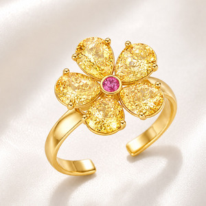 925 Silver Flower Daily Zircon Floral <b>Fine</b> <b>Ring</b> for Women - Product Image 2