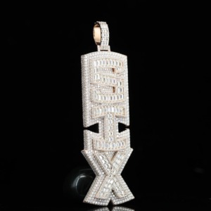 Vertical Letter Custom VVS Moissanite Name <b>Pendant</b> For Men Hip Hop Style Fully Iced Out <b>Initial</b> Chain <b>Pendant</b> Pass Diamond Test - Product Image 2