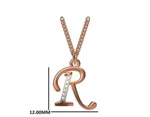 Collier pendentif fin en forme de lettre R, best-seller, pour femmes, élégant, en or rose, avec charme en diamant, cadeau idéal pour elle, 18 carats - Product Image 2