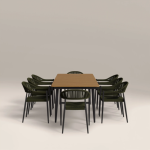 Minimalist Sturdy Rectangular Dining Table Set with Eight <b>Comfortable</b> Chairs for Home Furniture for Restaurant Outdoor Use - Product Image 3