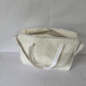 Plain White Quilted Cotton Tote Bag Women Large Capacity Shoulder Bag Eco Friendly Handmade - Product Image 3