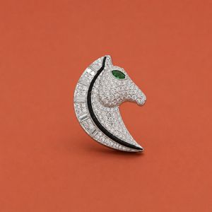Broche con Cabeza de Caballo, Joyería de Moissanita en Plata S925 para Regalo de Boda o Fiesta - Product Image 2