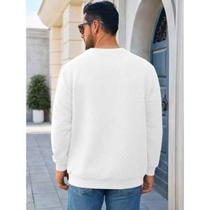 2025 Sudadera de cuello redondo con textura de diamante acolchado para hombre, Jersey informal de manga larga con etiqueta personalizada, patrón sólido, talla 6XL - Product Image 3