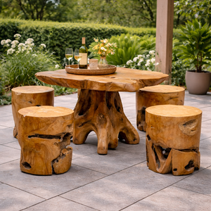 Unique <b>Rustic</b> Teak Root <b>Coffee</b> <b>Table</b> Set Natural Wood Stools Handcrafted Living Room Furniture for Home Hotels Villas Cafs - Product Image 4