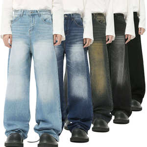 Pantalones casuales de mezclilla para hombre, de corte recto, holgados, de cintura media, con botones, de poliéster/algodón de secado rápido, lavados a la piedra, para otoño - Product Image 6