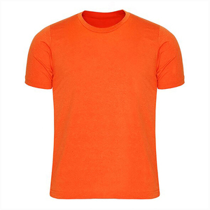 Camiseta de Manga Corta para Hombre, Cuello Redondo, Color Naranja, Corte Regular, Informal, Color Sólido, Tejido de Punto - Product Image 1
