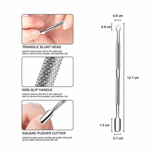 Stainless Steel Dual-End <b>Nail</b> Pusher <b>Tool</b> Reusable Double Head Manicure Cuticle Pusher - Product Image 4