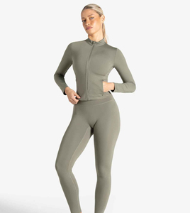 Customized Wholesale Logo Women Yoga Cotton Zipper Hoodie <b>Jacket</b> Long Sleeve Thumb Hole Slim Fit <b>Workout</b> Coats - Product Image 5