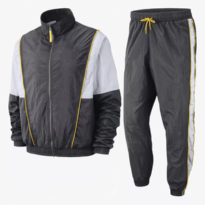 Men <b>Black</b> <b>Windbreaker</b> Tracksuit – Lightweight Jacket & Jogger Pants Set - Product Image 1