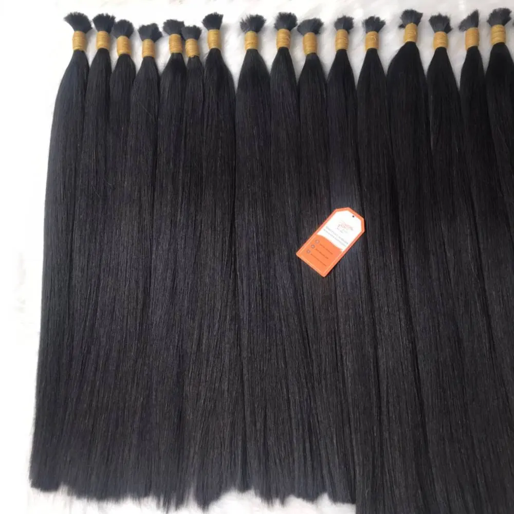 Bulk Hair Natural BLack Vietnamese Human Hair Extensions Straight Textures Single Donor Raw Material Cuticle Aligned