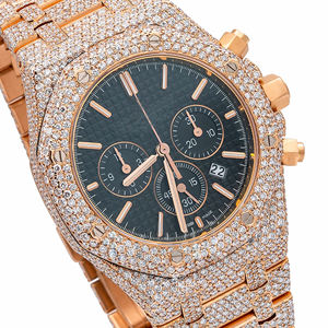 นาฬิกาควอตซ์สแตนเลสสตีลผู้ชายแฟชั่นหรูหราสไตล์ฮิปฮอปประดับเพชรโมอิสซาไนต์ VVS สายขนาด 20 มม. หน้าปัดกระจก - Product Image 2