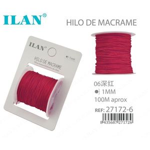 Corda per macramè Ilan 1 mm 100 m rossa per lavori artigianali, annodatura e tessitura - Product Image 1
