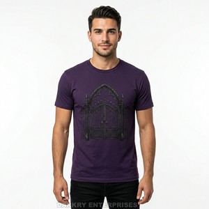 Camiseta Morada Personalizada para Hombre, Fabricante de Camisetas con Estampado Gráfico de Rosa Vampiro Gótico, Venta al por Mayor OEM, Ropa de Manga Corta de Algodón para Hombre - Product Image 6
