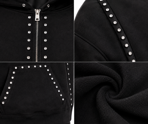 Premium Custom Rhinestone Tracksuit <b>Set</b> Men Black Zip Up Hoodie Jogger Pants Cotton Fleece Streetwear Outfit Full <b>Set</b> Oversized - Product Image 5