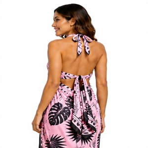 Sarong en tissu écologique personnalisé en gros, motif vague océanique, jupe portefeuille pour femme, tenue de plage, paréo de maillot de bain, pour resort, bord de piscine, vacances - Product Image 4