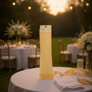 Sacchetti regalo in organza Ilan 21x6,5 cm, 4 pezzi, colore oro, decorazioni per matrimoni e feste - Product Image 2