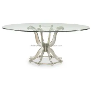 Mesa de Centro de Acero Inoxidable Hecha a Mano de Lujo, Forma Ovalada, Moderna, para Sala de Estar, Bordes con Cuentas, Grado Industrial, Fabricada por Zahid Exports - Product Image 3