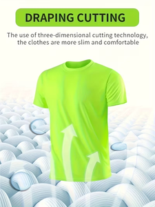 Men's Quick-Dry Sports Tees Customizable Logo/Pattern Crew Neck Short Sleeve Polyester Lightweight Breathable Moisture-Absorbing - Product Image 3