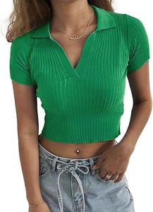 Polo en maille respirant avec empiècements latéraux, style court, design streetwear, vêtement de sport pour femme - Product Image 3