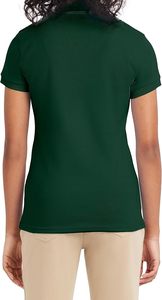 เสื้อโปโลแขนสั้นสีเขียวสำหรับผู้หญิง ผ้าถักโพลีเอสเตอร์สีพื้น สไตล์ลำลอง - Product Image 3
