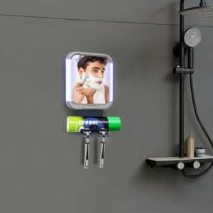 Miroir de salle de bain avec radio, haut-parleur sans fil et horloge LED - Product Image 3