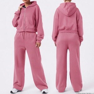 Ensemble de survêtement hiver à manches longues, couleur personnalisée, sweat à capuche uni en molleton, éco-responsable, 100% coton, 2 pièces - Product Image 6