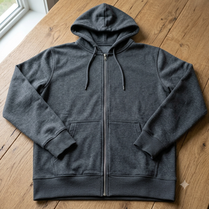 Sudadera con Capucha y Cierre para Hombre, Color Gris Oscuro, Corte Regular, Estilo Casual, Felpa Francesa, Manga Larga, Diseño con Bolsillos, Ropa de Otoño - Product Image 6