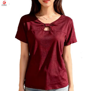 เสื้อยืดทรงบ็อกซี่คุณภาพสูงสำหรับผู้หญิง แขนสั้น คอกลม ผ้าระบายอากาศเป็นมิตรกับสิ่งแวดล้อม ขายส่ง - Product Image 1