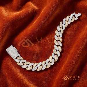Pulsera de Oro con Eslabones Cubanos y Moissanita, Cadena Fina, Joyería Premium Estilo Hip Hop, Lujo y Moda - Product Image 3