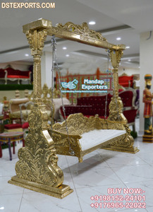 Big Floor Standing Oonjal Jhula for Living Room Peacock Design Teak Wood Hand Carved <b>Swing</b> High Quality Wooden <b>Swing</b> for Home uk - Product Image 2