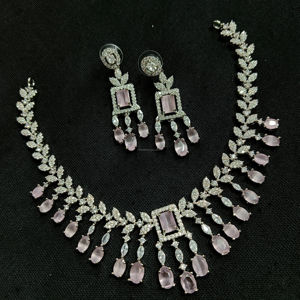 Classic American Diamond Bridal Jewelry Set Two-Piece <b>Necklace</b> <b>and</b> <b>Earrings</b> for Wedding Fashionable Classic Style - Product Image 1