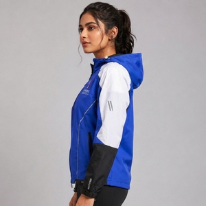 Chaqueta Cortavientos Acolchada con Capucha para Mujer, Talla Grande, Manga Larga, Exterior de Nailon, Estilo Utilitario Otoñal, Corte Regular, Color Sólido - Product Image 6