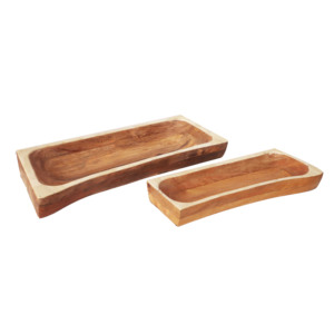 Plateau de service rond en bois artisanal ST-003 |   Plateaux décoratifs à motifs abstraits de style mid-century modern en gros - Product Image 2