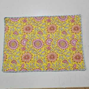 Floral Printed Quilted <b>Placemat</b> Manufacturer India Dining Table Mat <b>Rectangle</b> 33x48 cm Custom Design Printed Quilted <b>Placemat</b> - Product Image 1